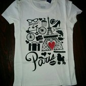 Нова красива біла футболка Париж на 4 роки від Old Navy для дівчинки