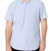 Мужская приталенная оксфордская рубашка с короткими рукавами и карманом mocotono
