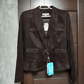 Фирменный новый красивый пиджак из эко-замши и шифона р.12