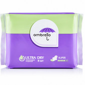 Прокладки гигиенические женские Ombrello Ultra Dry Super 8 шт. в упаковке