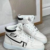 Белые и черные.Крутые стильные кроссовки-хайтопы в стиле Nike Jordan.Унисекс модель