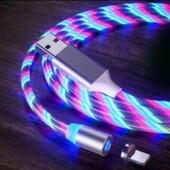 Магнитний светящийся кабель Hoco U90 magnetic & rgb led streamer Lightning
