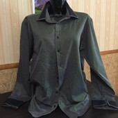Чорно-сіра сорочка в дрібну смужку, XL, 55/45% коттон/полиестр