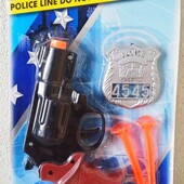 Детский игровой набор полицейского, пистолет на присосках - в блистере