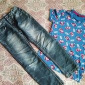 Гарні темно-сині джинси, розмір 140, дивітся заміри