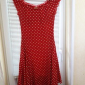 Сексуальное красное платье в горошек 46-52 pp
