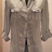 Женская рубашка в полоску 100% flax linen marks&spenser 10/M