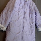 Теплая длинная курточка на девочку 7 -8 лет