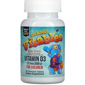 Вітамін D3 жувальний для дітей зі смаком черешні, 12,5 мкг (500 МО), 90 табл.