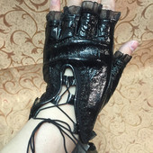 Красивые перчатки без пальцев, натуральная кожа