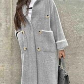 Женское молодежное пальто удлененное Альпака с карманами.