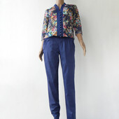 Стильний темно-синій комбінований комбінезон з кольоровим кружевом 42-44 розміри (36-38 євророзміри)