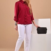 Батал Стильная женская блуза цвета марсала