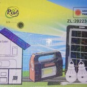 Солнечная зарядная станция + LED фонарь Junai с лампочками + рower bank+ fm радио