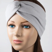 ✅ Жіноча пов'язка на голову з подвійного трикотажу колір світло сірий