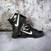 Зимові дитячі черевики (ботінки) шкіряні Nike Jordan колір чорний