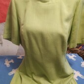 Платье фисташкового цвета(лён с лавсаном) на женщину L/XL,см.замеры