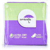 Прокладки гигиенические женские Ombrello Ultra Dry Super 16 шт. в упаковке