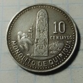 Монета Гватемали 10 сентавос 1990