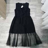 Платье черное с блестящей серебряной ниткой брендовое качественное, ткань приятная и держит форму. 4