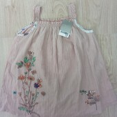 Брендовый новый красивый коттоновый сарафан-платье р.5-6лет.