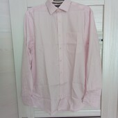 Брендовая новая коттоновая рубашка нежно-розового цвета р.16"-41.