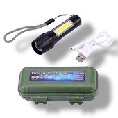 Мощный Фонарик, фонарь в чехле Bailong Police на аккумуляторе usb micro charge с боковой подсветкой