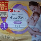 Подгузники Підгузки kruidvat skin protect newborn "1", 2-5 кг, 112шт. (Нідерланди)мега пачка