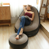 Надувное садовое кресло с пуфиком Air Sofa Comfort zd-33223, велюр, 76*130 см
