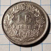 Монета Швейцарії 1 франк 1986