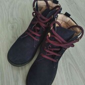 Jacadi брендовые стильные замшевые деми ботинки на шнуровке цвет индиго размер 30 по стельке 20 см