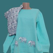 Пижама женская хлопок на байке, Турция, штаны, туника