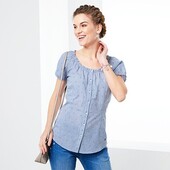 Блуза з коротким рукавом в дрібну клітинку від Tchibo (Німеччина), розміри наші: 46-48 (40 євро)