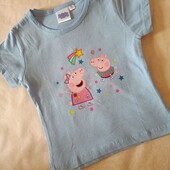 Яскрава блакитна футболка для дівчинки Свинка Пеппа 98/104 7736