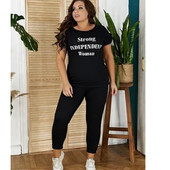 Шикарный женский костюм-двойка "футболка+брюки" ткань "Трикотаж" размер 58