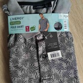 Livergy брендовая новая футболка поло цвет серый в принт размер L евро 52/54