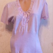 Нарядная трикотажная блуза лавандового цвета Etam.Германия,размер-L.