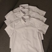 Белая школьная рубашка M&S с коротким рукавом, рост 152 см