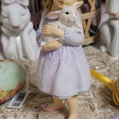 Мила статуетка Дівчинка з крольченям 14,5 см Колір лавандовий Полістоун(штучний камінь) Нова