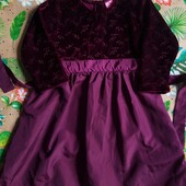 Платье сукня святкова нарядное длинный рукав довгий kids 92 86 12 2 фиолетовая марсал