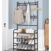 Вішалка для одягу New simple floor clothes rack з полицями для взуття метал