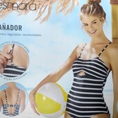 Esmara брендовый сдельный купальник полоска размер XS евро 36 можно подростку