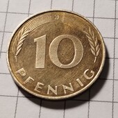 Монета Германії 10 пфенінгів 1991