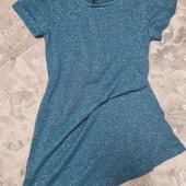 ❤️ Сукня -туніка насиченого бірюзового кольору з люрексовою ниткою 122-128 см. 7-8 років.