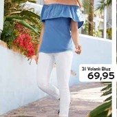 Синя блузка з воланом із вмістом віскози на спекотні дні Tchibo (Німеччина) розмір 44 євро = 50-52