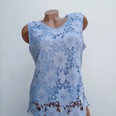 Блуза женская ажурная на подкладке в голубом цвете