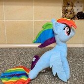 Плюшева my little pony Рейнбоу Деш русалка, загальна довжина з хвостом 37см.