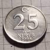 Монета Турції 25 курус 2005