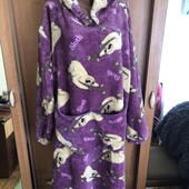 Меховушка довга, плюшева туника, халат, плаття, худи, 4-6XL. Blue diamond , слип, пижама