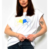 Белая футболка батал с принтом р.2XL. Коттон 100%